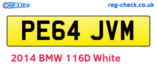 PE64JVM are the vehicle registration plates.