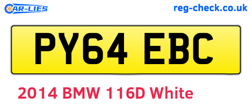 PY64EBC are the vehicle registration plates.
