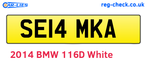 SE14MKA are the vehicle registration plates.