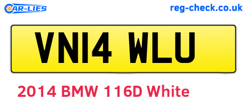 VN14WLU are the vehicle registration plates.