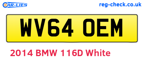 WV64OEM are the vehicle registration plates.