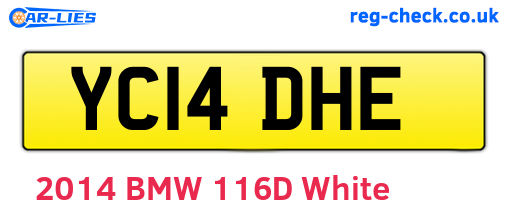 YC14DHE are the vehicle registration plates.