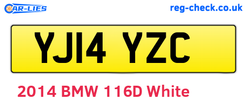 YJ14YZC are the vehicle registration plates.