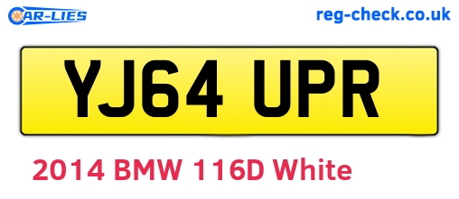YJ64UPR are the vehicle registration plates.