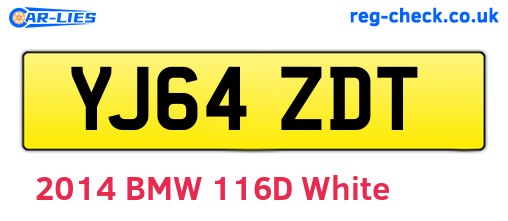 YJ64ZDT are the vehicle registration plates.