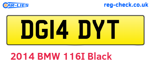 DG14DYT are the vehicle registration plates.