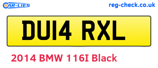 DU14RXL are the vehicle registration plates.