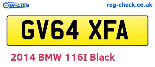 GV64XFA are the vehicle registration plates.