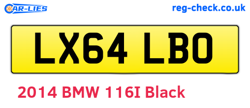 LX64LBO are the vehicle registration plates.