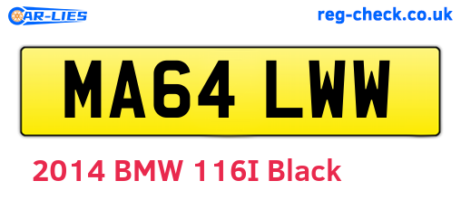 MA64LWW are the vehicle registration plates.