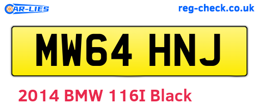 MW64HNJ are the vehicle registration plates.