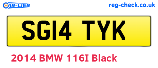 SG14TYK are the vehicle registration plates.