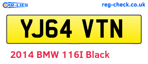 YJ64VTN are the vehicle registration plates.