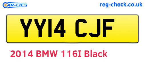 YY14CJF are the vehicle registration plates.