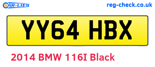 YY64HBX are the vehicle registration plates.