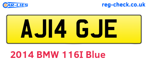 AJ14GJE are the vehicle registration plates.
