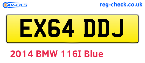 EX64DDJ are the vehicle registration plates.