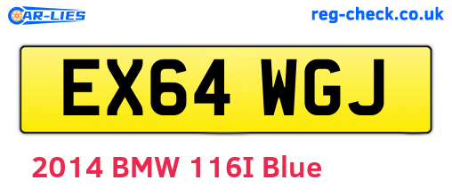 EX64WGJ are the vehicle registration plates.