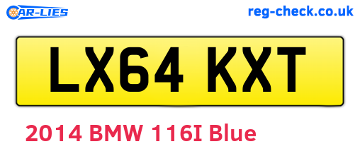 LX64KXT are the vehicle registration plates.