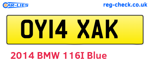OY14XAK are the vehicle registration plates.