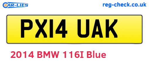 PX14UAK are the vehicle registration plates.