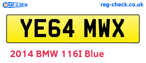 YE64MWX are the vehicle registration plates.