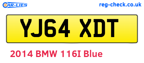 YJ64XDT are the vehicle registration plates.