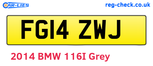 FG14ZWJ are the vehicle registration plates.
