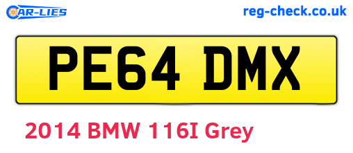 PE64DMX are the vehicle registration plates.