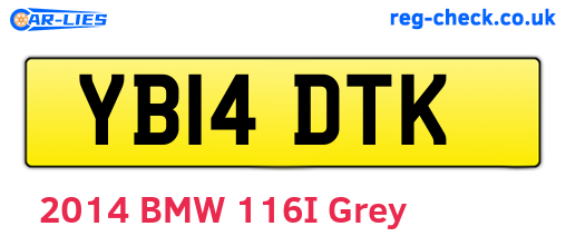 YB14DTK are the vehicle registration plates.