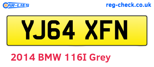YJ64XFN are the vehicle registration plates.