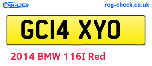 GC14XYO are the vehicle registration plates.