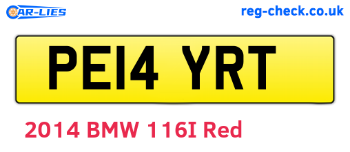 PE14YRT are the vehicle registration plates.
