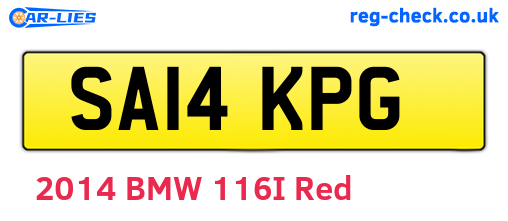 SA14KPG are the vehicle registration plates.