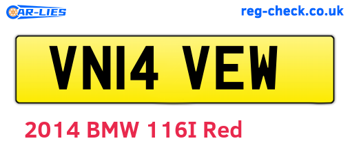 VN14VEW are the vehicle registration plates.