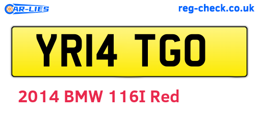 YR14TGO are the vehicle registration plates.