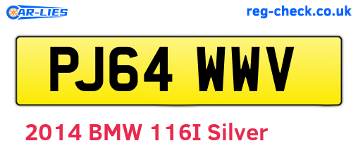 PJ64WWV are the vehicle registration plates.