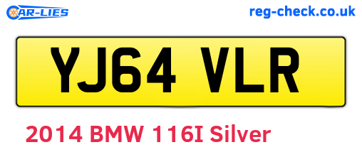 YJ64VLR are the vehicle registration plates.