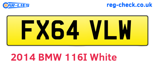 FX64VLW are the vehicle registration plates.