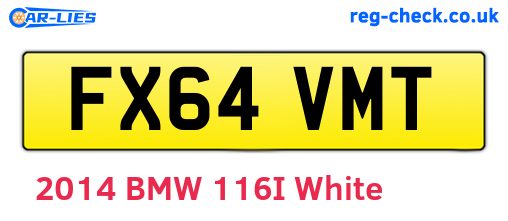 FX64VMT are the vehicle registration plates.