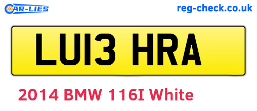 LU13HRA are the vehicle registration plates.