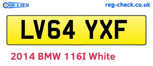 LV64YXF are the vehicle registration plates.