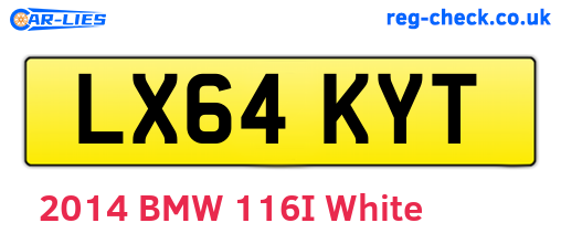 LX64KYT are the vehicle registration plates.