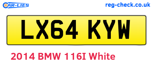 LX64KYW are the vehicle registration plates.