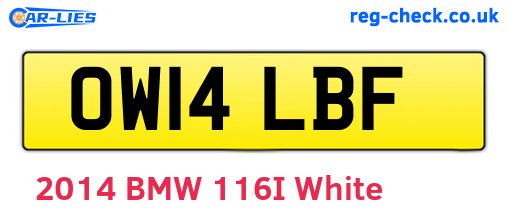 OW14LBF are the vehicle registration plates.