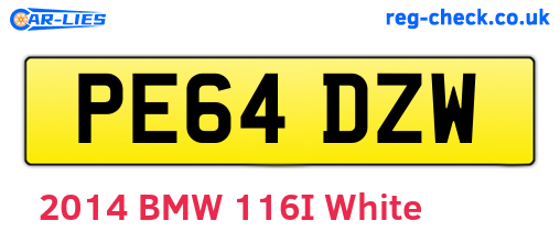 PE64DZW are the vehicle registration plates.
