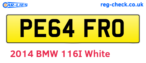 PE64FRO are the vehicle registration plates.