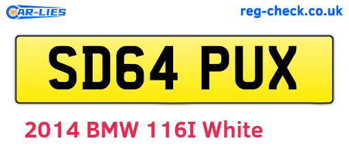 SD64PUX are the vehicle registration plates.