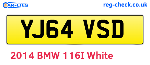 YJ64VSD are the vehicle registration plates.