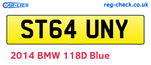 ST64UNY are the vehicle registration plates.